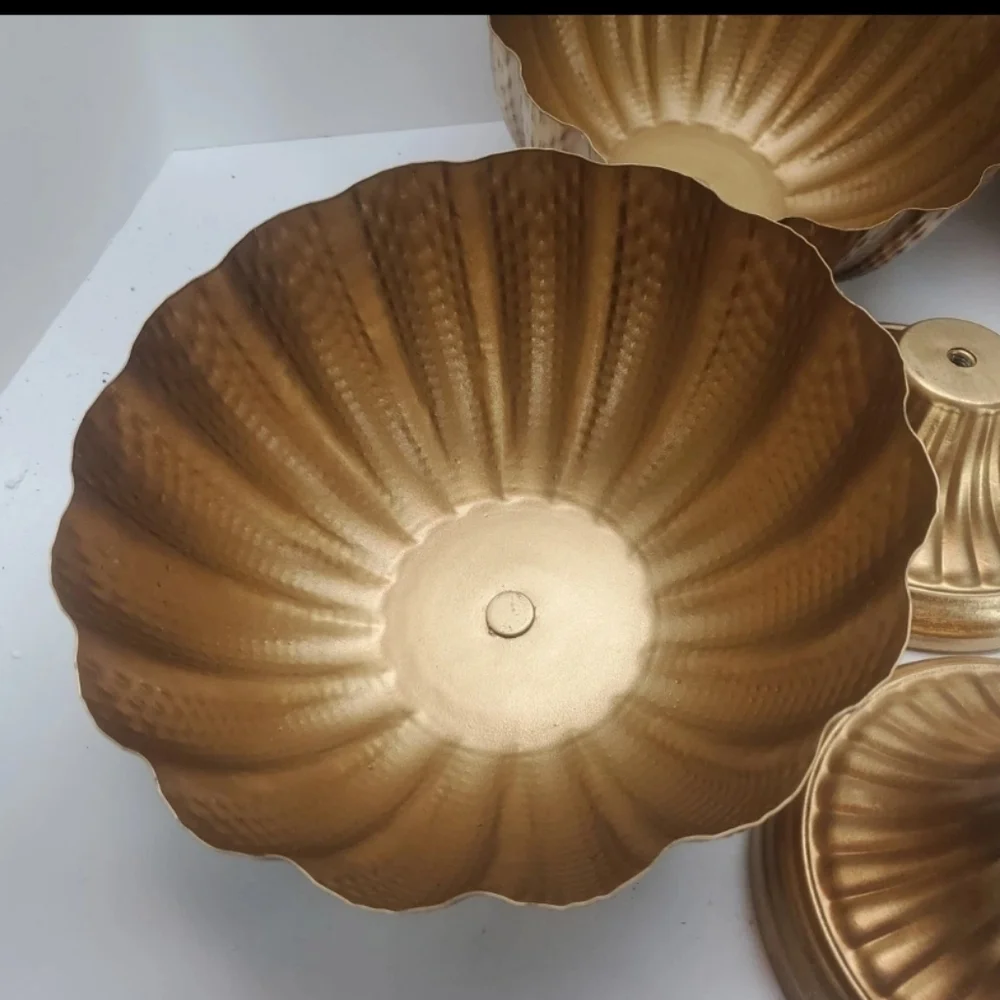 Brass Pedestal Bowl Planter - Set of 4